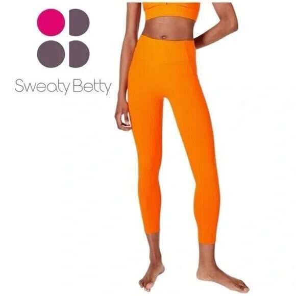 New Sweaty Betty Supersoft Pocket Leggings 7/8 Length Lively Orange Size Large - Picture 1 of 6